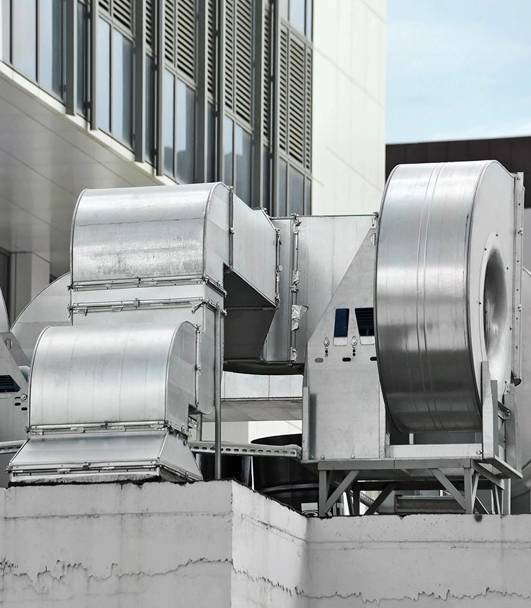 Industrial Air Conditioning and Ventilation Systems on a Roof